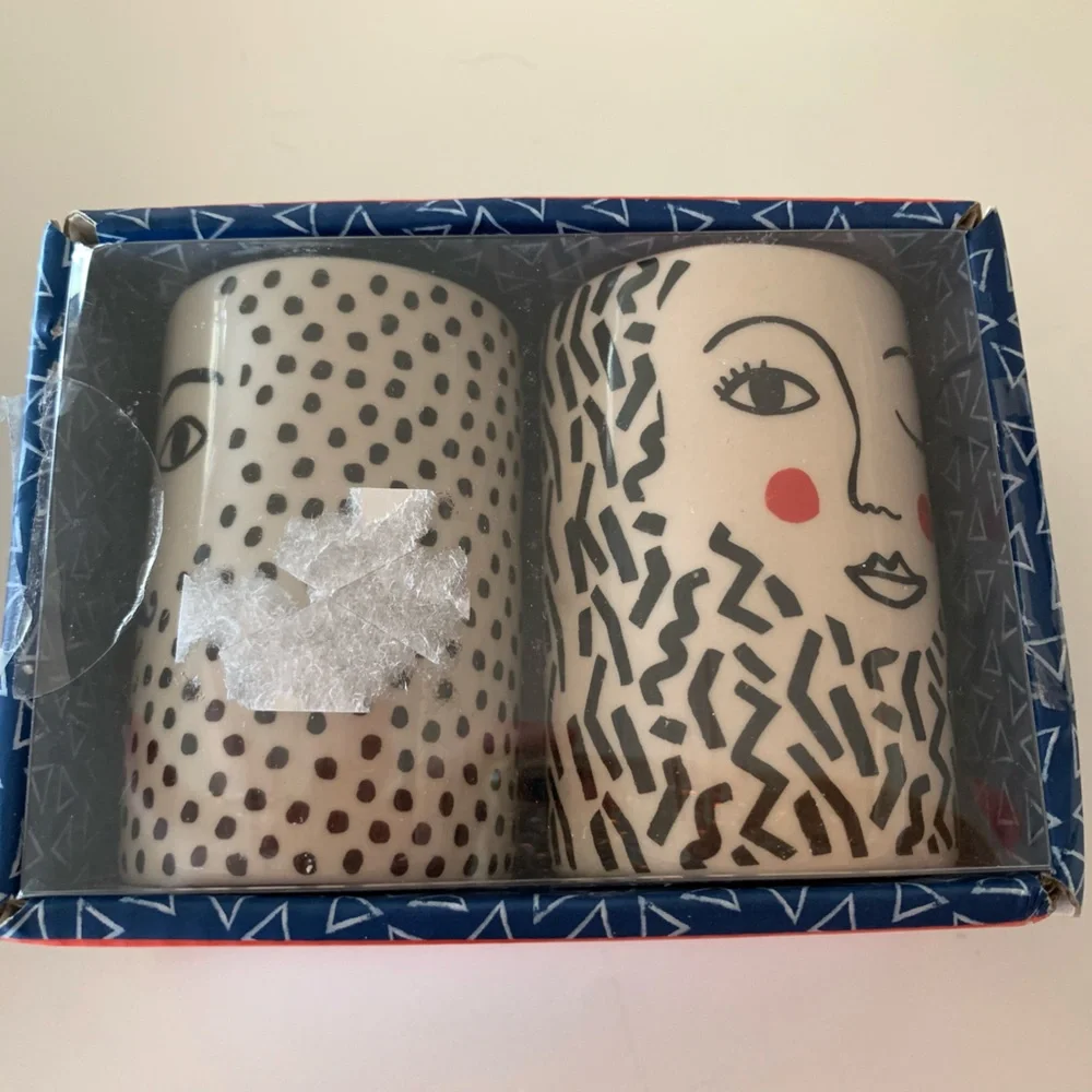 Artistic Face Design Ceramic Egg Cups His snd Hers